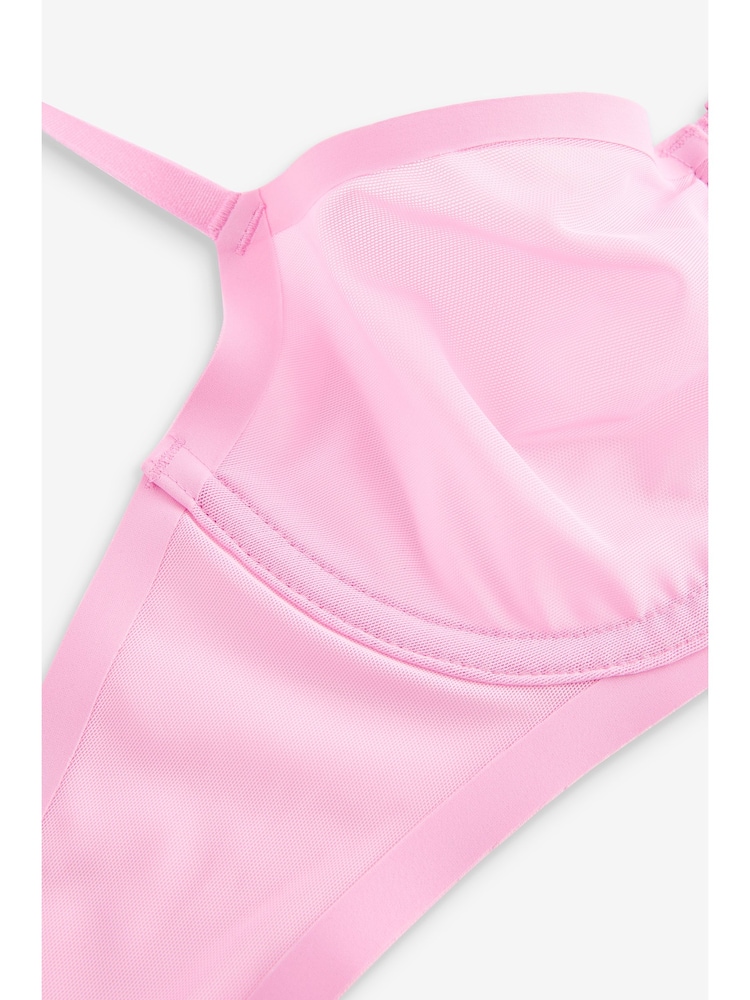 Bright Pink Non Pad Balcony Invisible Bonded Mesh Balcony Bra - Image 7 of 7