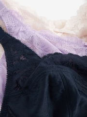 Navy Blue/Lilac Purple/Cream Total Support Full Cup Lace Ultimate Comfort Bras B-H 3 Pack - Image 8 of 10