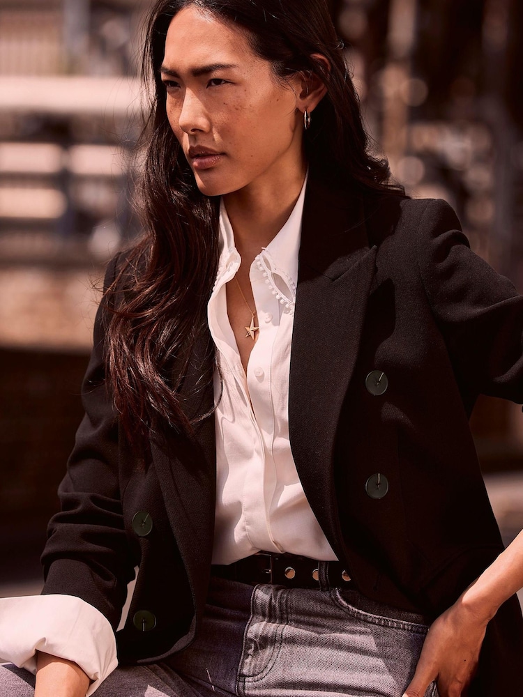 Mint Velvet Black Longline Blazer - Image 1 of 2