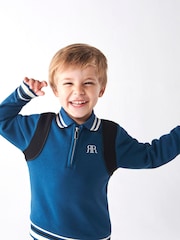 River Island Blue Mini Boys Tipped Sweat and Jogger Set - Image 3 of 6