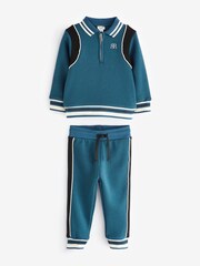 River Island Blue Mini Boys Tipped Sweat and Jogger Set - Image 4 of 6