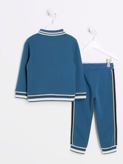 River Island Blue Mini Boys Tipped Sweat and Jogger Set - Image 5 of 6