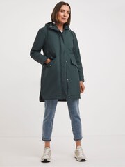 JD Williams Blue Fleece Lined Coated Parka - Image 1 of 4