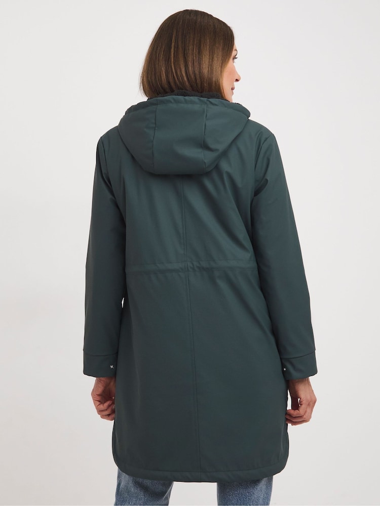JD Williams Blue Fleece Lined Coated Parka - Image 2 of 4