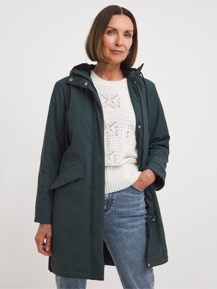 JD Williams Blue Fleece Lined Coated Parka - Image 4 of 4