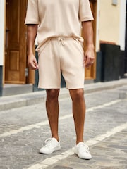 Ecru White Jersey Waffle Shorts - Image 1 of 8