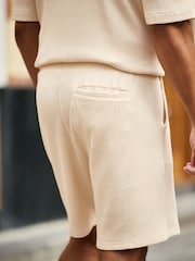 Ecru White Jersey Waffle Shorts - Image 4 of 8