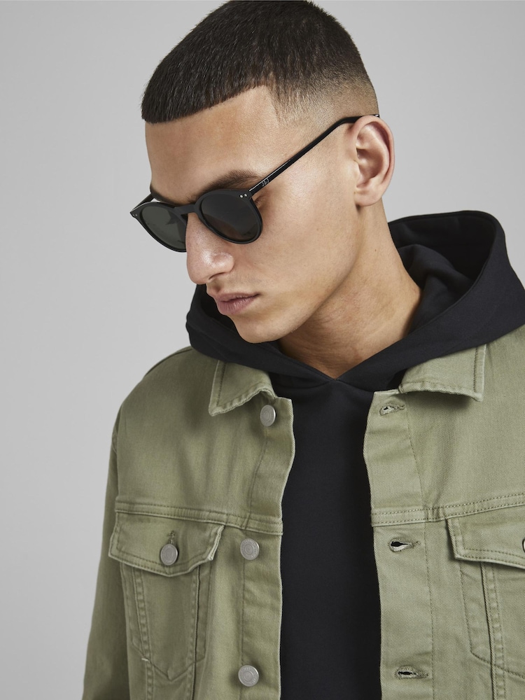 JACK & JONES Black Dark Aviator Sunglasses - Image 1 of 3