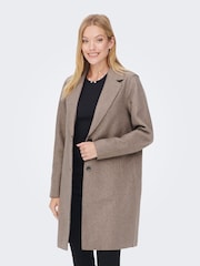 ONLY Taupe Tailored Relaxed Lightweight Coat - Image 1 of 5