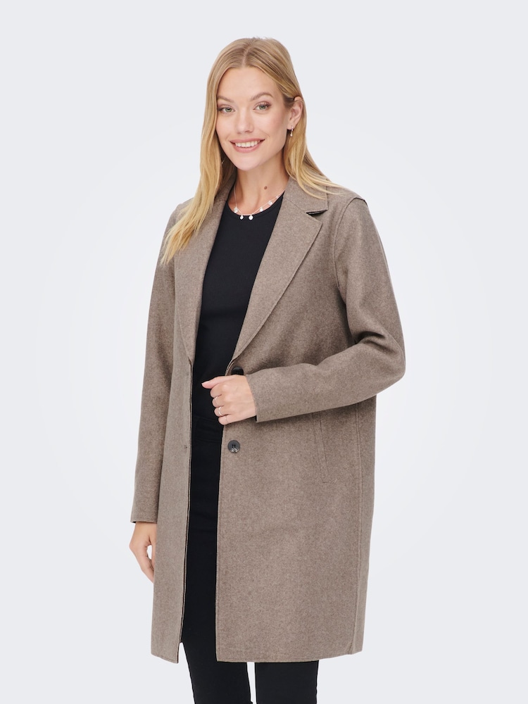 ONLY Taupe Tailored Relaxed Lightweight Coat - Image 1 of 5 ONLY Taupe Tailored Relaxed Lightweight Coat - Image 1 of 5