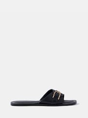 Mint Velvet Black Kate Leather Mule Sandals - Image 1 of 4