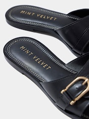 Mint Velvet Black Kate Leather Mule Sandals - Image 3 of 4
