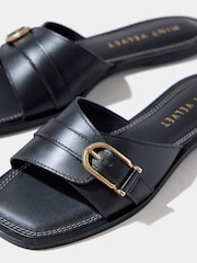 Mint Velvet Black Kate Leather Mule Sandals - Image 4 of 4