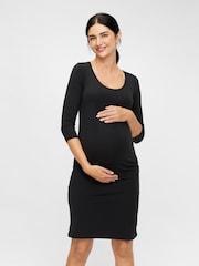 Mamalicious Black Maternity 3/4 Sleeve Dress - Image 3 of 6