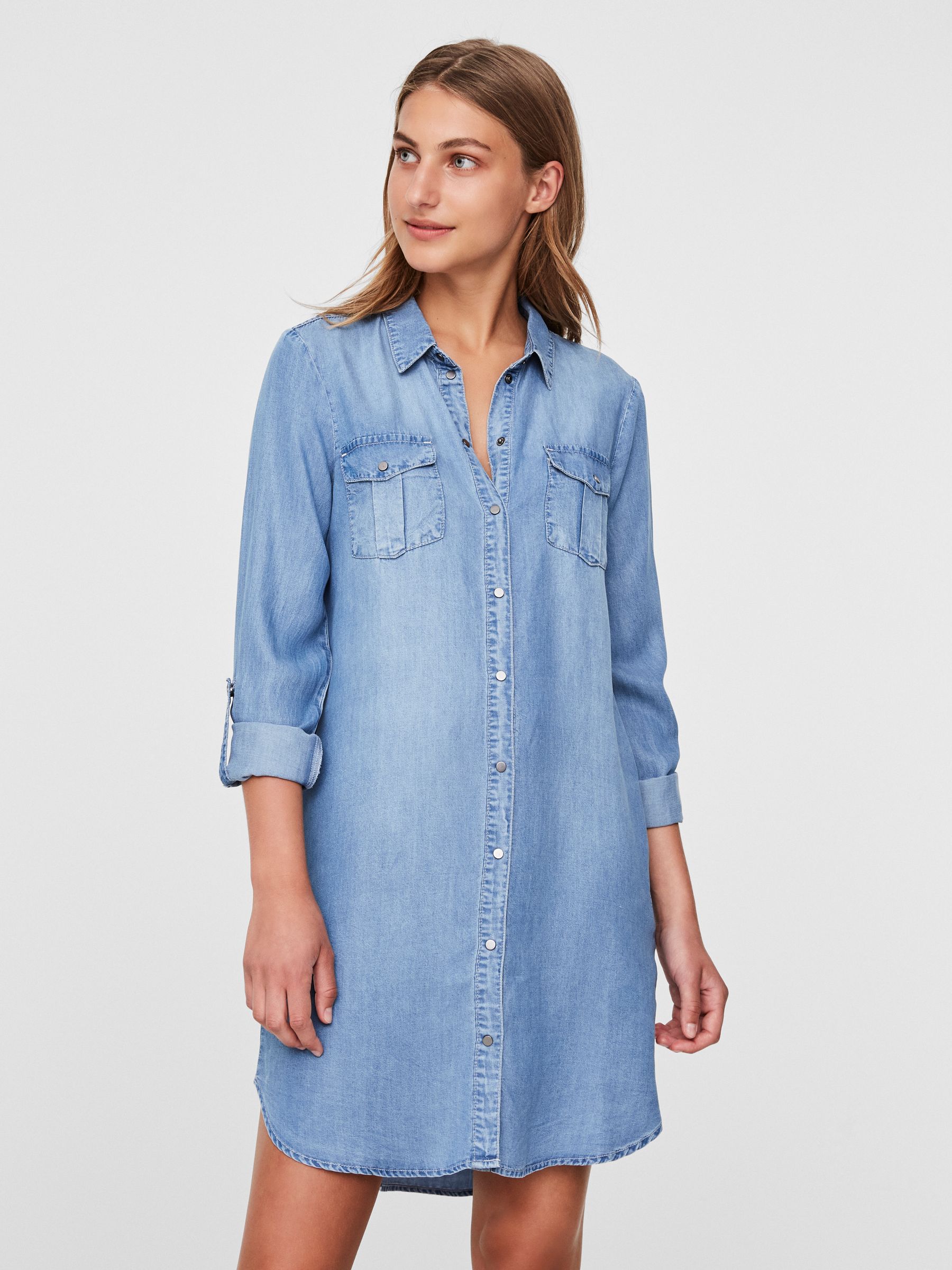 Lightweight denim shirt dress on sale