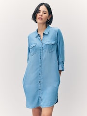 VERO MODA Blue Denim Shirt Dress - Image 1 of 6