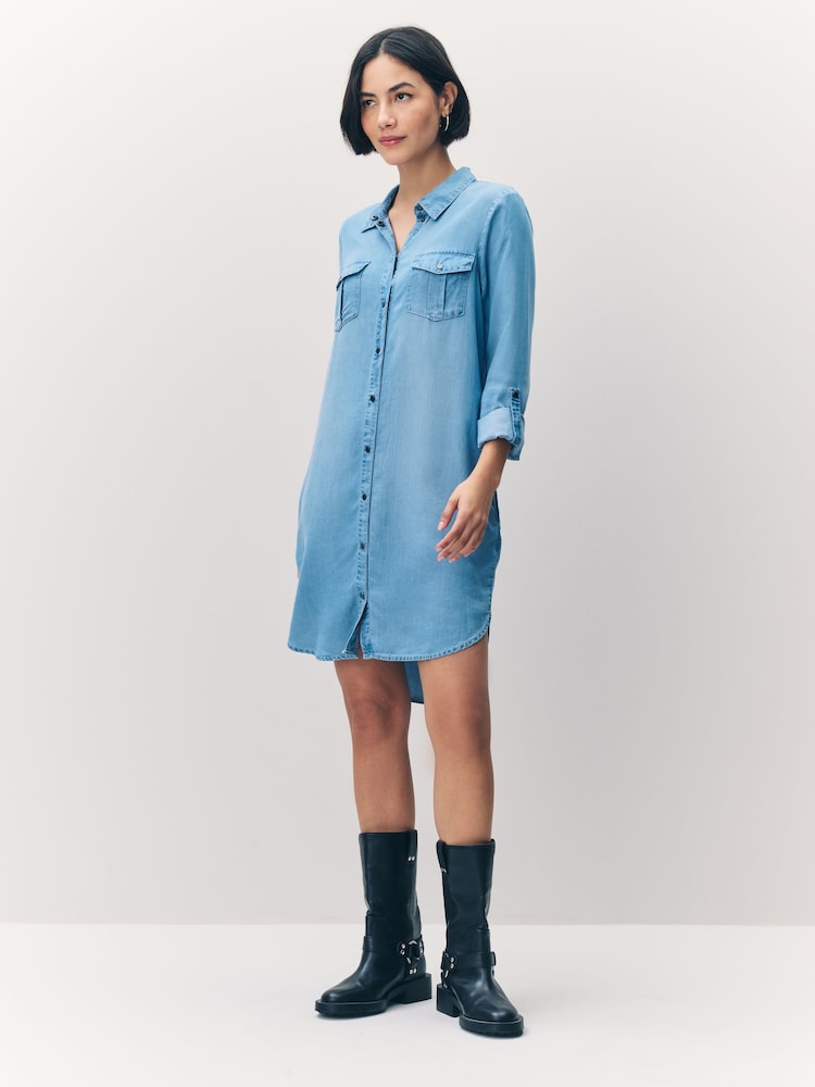 VERO MODA Blue Denim Shirt Dress - Image 2 of 6