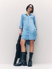 VERO MODA Blue Denim Shirt Dress - Image 4 of 6