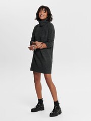 ONLY Grey Knitted Roll Neck Jumper Dress - Image 3 of 7