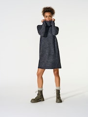 ONLY Grey Knitted Roll Neck Jumper Dress - Image 4 of 7