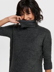 ONLY Grey Knitted Roll Neck Jumper Dress - Image 5 of 7