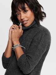 ONLY Grey Knitted Roll Neck Jumper Dress - Image 6 of 7