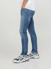 JACK & JONES Blue Distressed Wash Glenn Slim Fit Jeans - Image 1 of 7