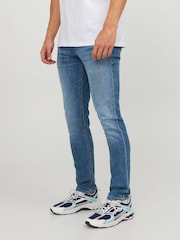 JACK & JONES Blue Distressed Wash Glenn Slim Fit Jeans - Image 2 of 7