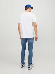 JACK & JONES Blue Distressed Wash Glenn Slim Fit Jeans - Image 3 of 7