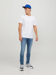 JACK & JONES Blue Distressed Wash Glenn Slim Fit Jeans - Image 4 of 7
