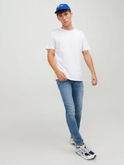 JACK & JONES Blue Distressed Wash Glenn Slim Fit Jeans - Image 6 of 7