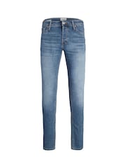 JACK & JONES Blue Distressed Wash Glenn Slim Fit Jeans - Image 7 of 7