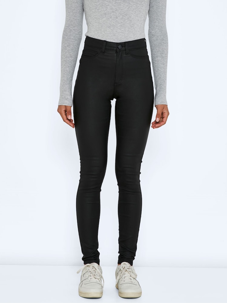 NOISY MAY Black Callie High Waist Coated Skinny Jeans - Image 1 of 6