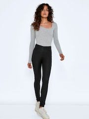 NOISY MAY Black Callie High Waist Coated Skinny Jeans - Image 3 of 6