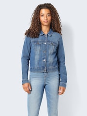 NOISY MAY Navy Blue Fitted Denim Jacket - Image 1 of 7