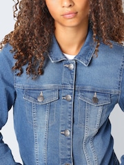NOISY MAY Navy Blue Fitted Denim Jacket - Image 4 of 7