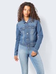 NOISY MAY Navy Blue Fitted Denim Jacket - Image 5 of 7