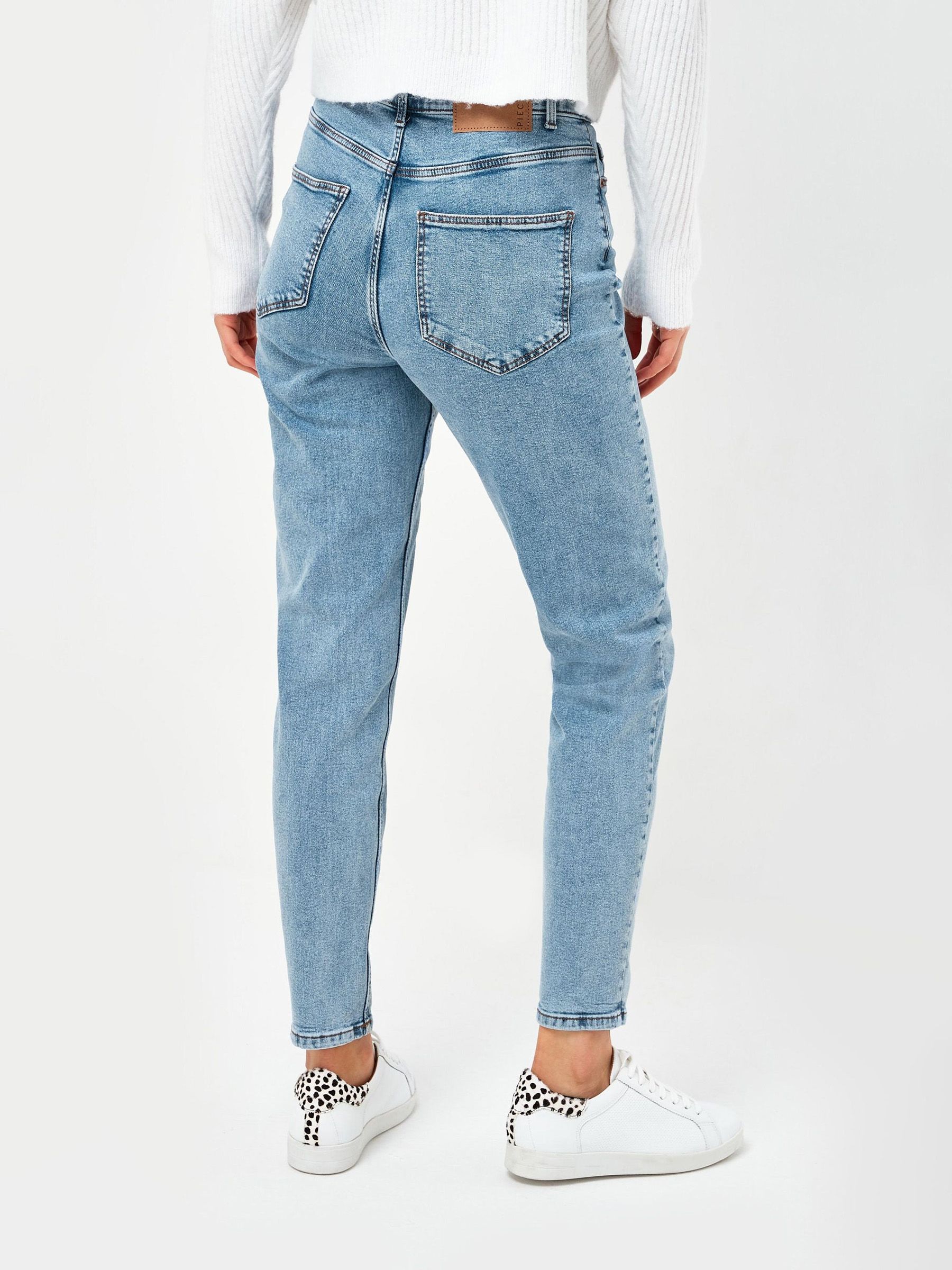 Buy PIECES Blue High Waisted Mom Jeans from Next Lithuania
