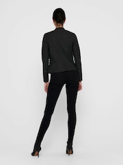 ONLY Black Collarless Faux Leather Biker Jacket - Image 4 of 6