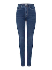 ONLY Blue Royal High Waisted Stretch 100% Cotton Skinny Jeans - Image 7 of 8