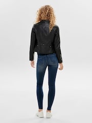 ONLY Black Faux Leather Biker Jacket - Image 1 of 4