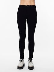 PIECES Black High Waist Jeggings With Linen - Image 1 of 6