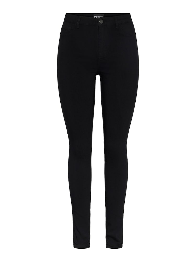 PIECES Black High Waist Jeggings With Linen - Image 6 of 6