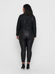 ONLY Curve Black Faux Fur Leather Biker Jacket - Image 3 of 6