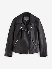 ONLY Curve Black Faux Fur Leather Biker Jacket - Image 6 of 6