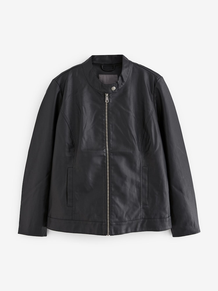 Motorkářská bunda Only Curve bez límečku z imitace kůže - Obrázek 6 z 6