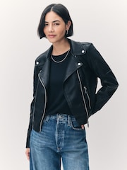 VERO MODA Black Faux Leather Biker Jacket - Image 1 of 1