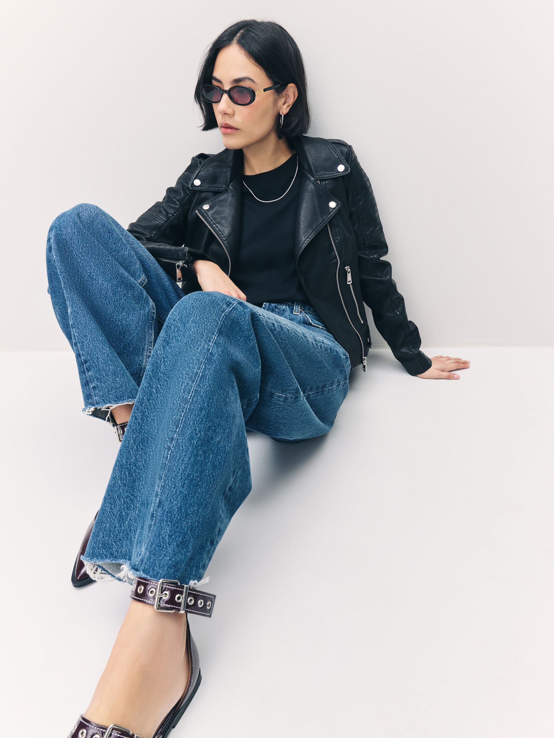 Vero moda black leather jacket cheap