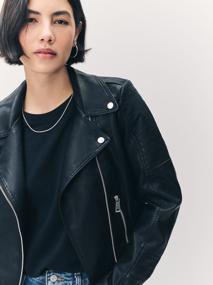 VERO MODA Black Faux Leather Jacket - Image 6 of 7