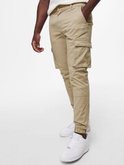 Кремовый - Only & Sons Cargo Detail 100% Cotton Trousers with Cuffed Ankle - Изображение 2 из 5